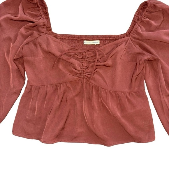 Abercrombie & Fitch Rust Cottagecore Prarie Bohemian Peasant Top Women’s M - Picture 6 of 13